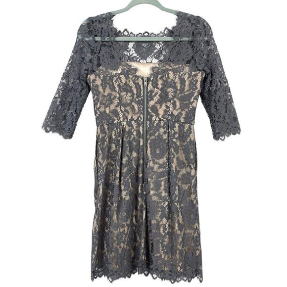 Milly Stella Lace Dress Gray Size 4 Mini Cocktail Evening Wedding Night Out - Picture 9 of 15